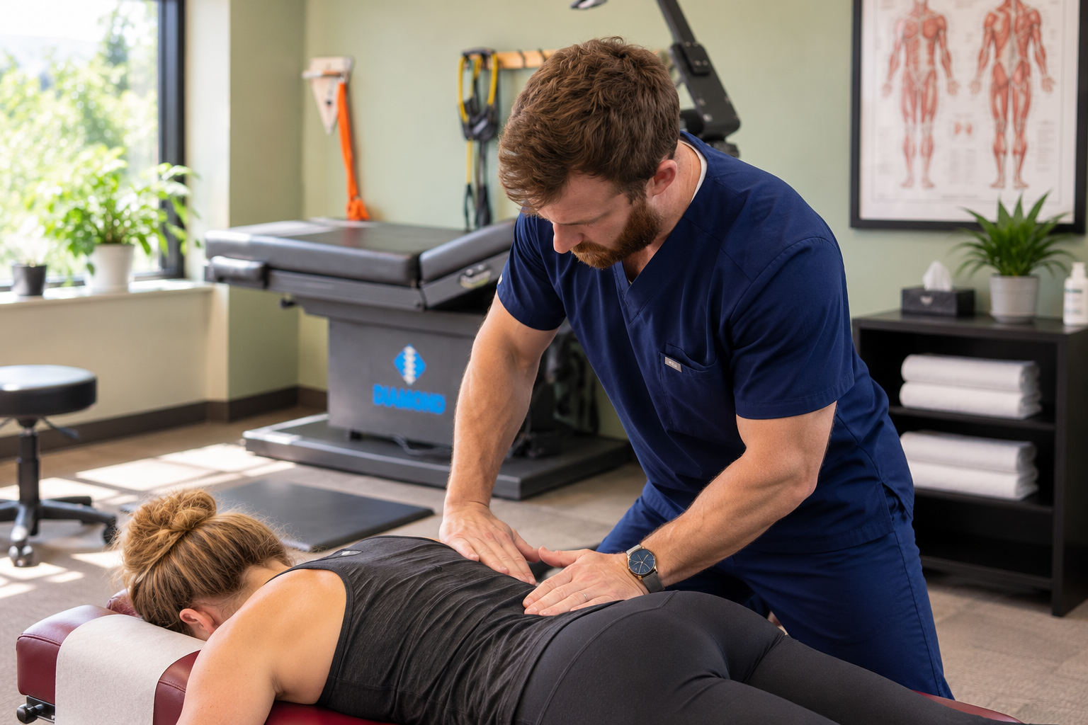 Chiropractor working on a patient's back